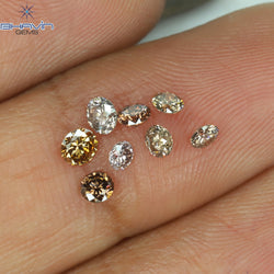 0.61 CT/8 Pcs Round Shape Natural Loose Diamond Brown Pink (Argyle) Color SI Clarity (3.15 MM)