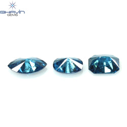 0.67 CT/3 ピース ミックス シェイプ ナチュラル ダイヤモンド ブルー カラー I2 クラリティ (5.77 MM)