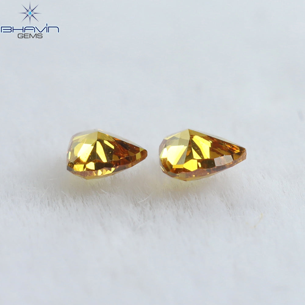 0.10 CT/2 Pcs Heart Shape Natural Diamond Orange Color VS2 Clarity (2.47 MM)