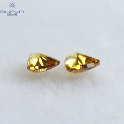 0.10 CT/2 Pcs Heart Shape Natural Diamond Orange Color VS2 Clarity (2.47 MM)