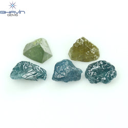 1.34 CT/5 PCS Rough Shape Enhanced Mix Color Natural Diamond I3 Clarity (5.50 MM)