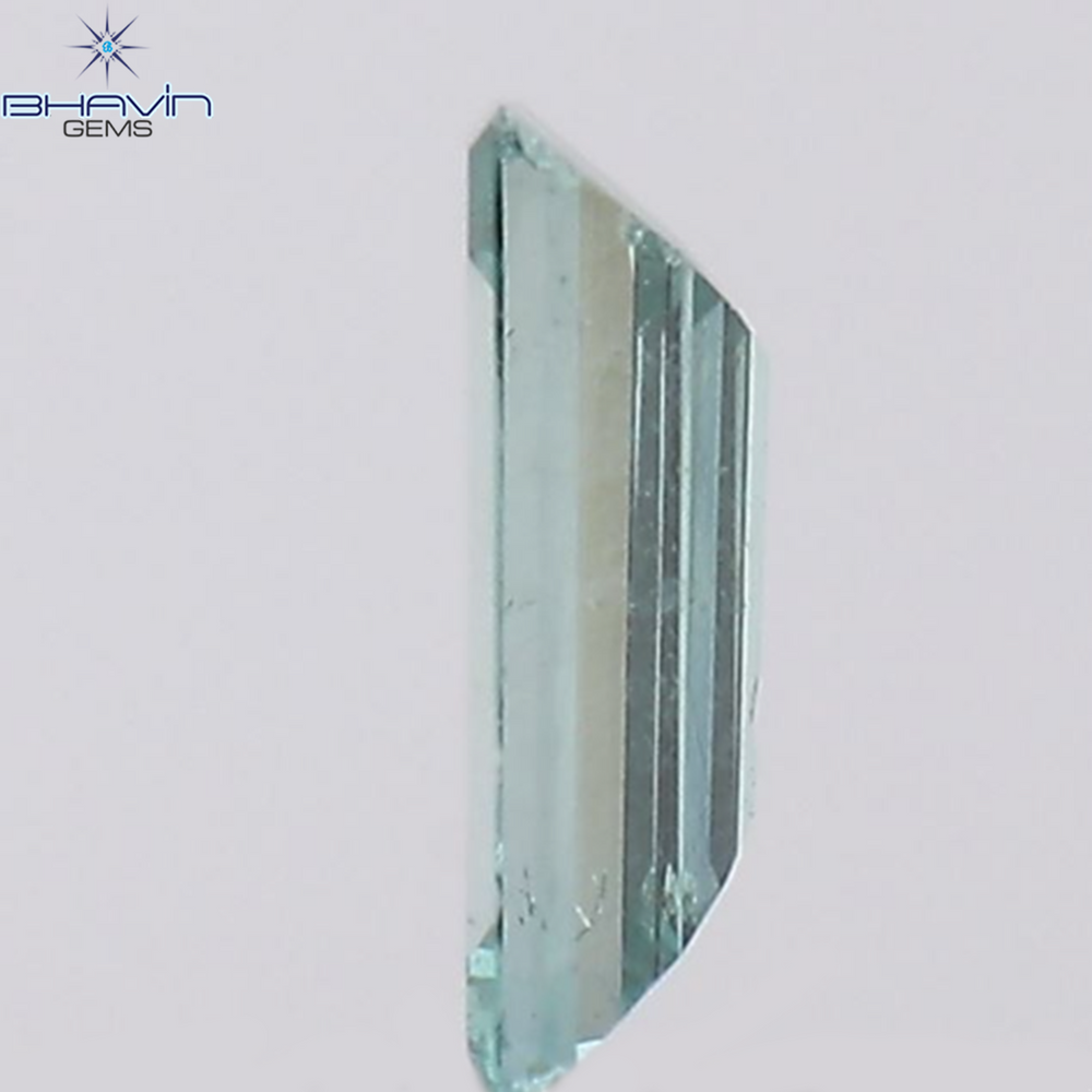 0.07 CT Baguette Shape Natural Diamond Bluish Green Color VS2 Clarity (3.62 MM )