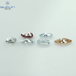 0.39 CT/6 Pcs Mix Shape Natural Diamond Greenish Blue Color VS-SI Clarity (4.14 MM)