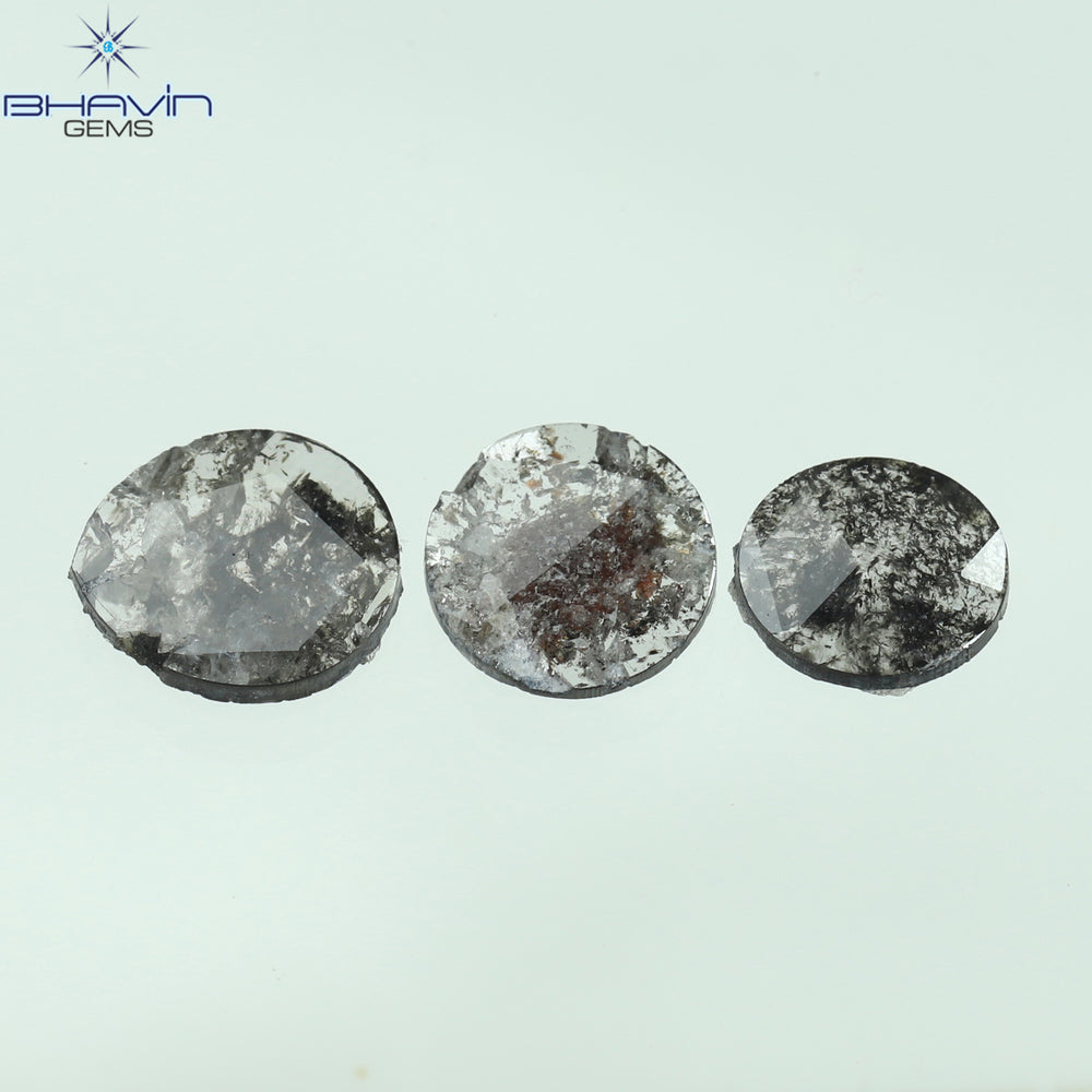 1.16 CT/3 Pcs Mix Slice Shape Natural Diamond  Salt And Pepper Color I3 Clarity (7.00 MM)