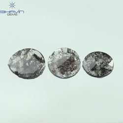 1.16 CT/3 Pcs Mix Slice Shape Natural Diamond  Salt And Pepper Color I3 Clarity (7.00 MM)