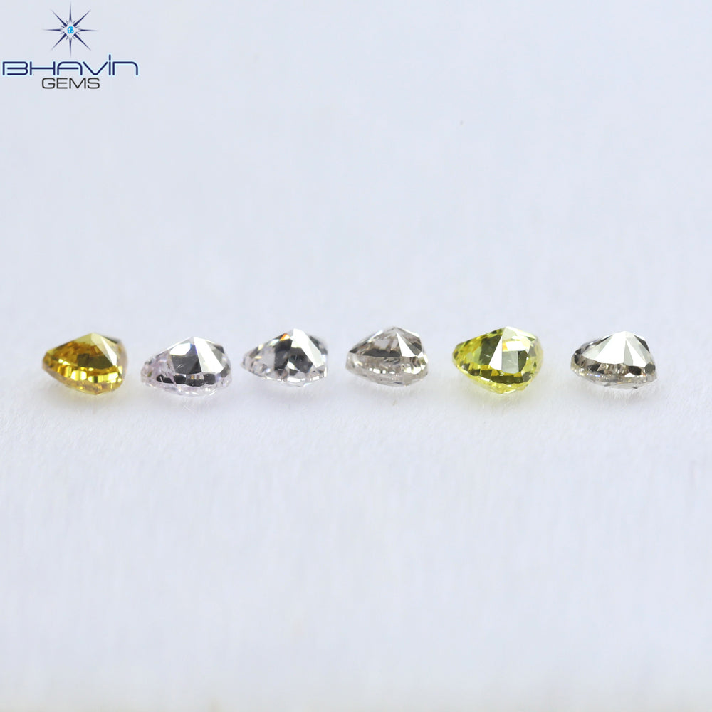 0.51 CT/6 Pcs Heart Shape Natural Diamond Mix Color VS2 Clarity (2.59 MM)