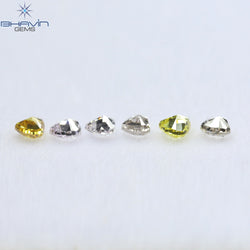 0.51 CT/6 Pcs Heart Shape Natural Diamond Mix Color VS2 Clarity (2.59 MM)