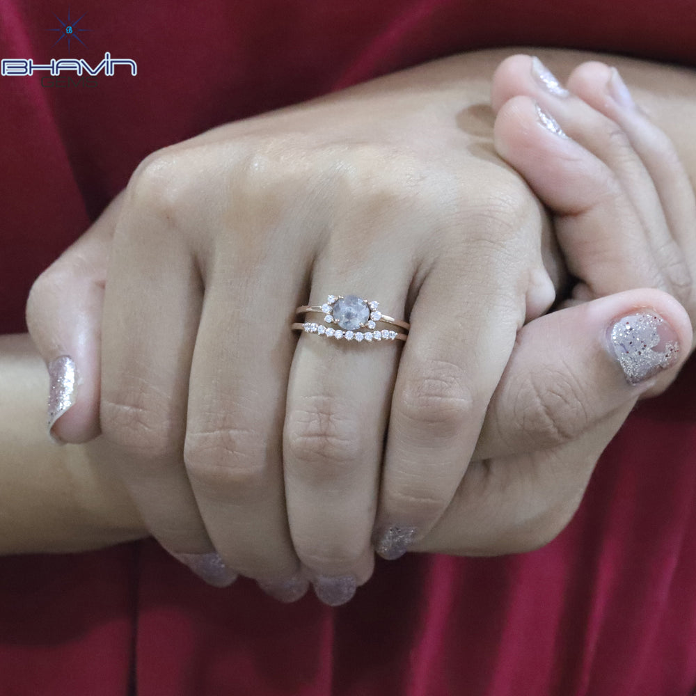 ラウンド ローズ カット ダイヤモンド, ソルト アンド ペッパー ダイヤモンド, 天然ダイヤモンド リング, ゴールド リング 婚約指輪,結婚指輪, ダイヤモンド リング