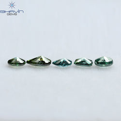 0.38 CT/5 Pcs Mix Shape Natural Diamond Blue Green Color VS-SI Clarity (3.90 MM)