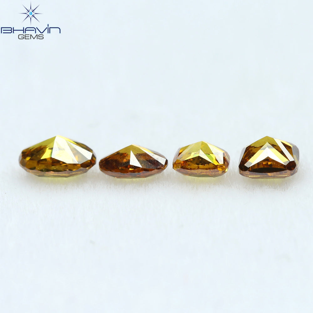 0.48 CT/4 PCS Mix Diamond Natural diamond Orange Diamond VS1 Clarity (3.82 MM)