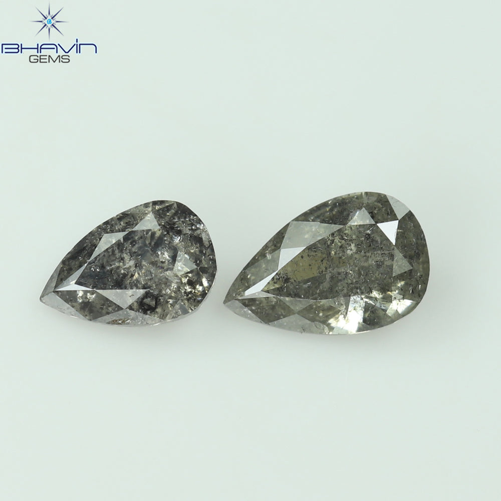 0.42 CT/2 Pcs Pear Shape Natural Loose Diamond Salt And Pepper Color I3 Clarity (5.26 MM)