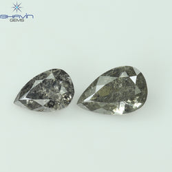 0.42 CT/2 Pcs Pear Shape Natural Loose Diamond Salt And Pepper Color I3 Clarity (5.26 MM)