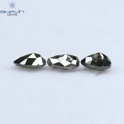 0.95 CT/3 PCS Pear Shape Natural Diamond Salt And pepper Color I3 Clarity (5.02 MM)