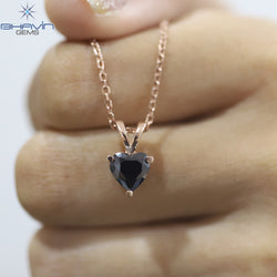 Diamond Pendant-Earring, Heart Diamond, Black Diamond, Yellow Gold, Bridal Necklace