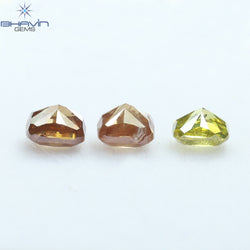 0.65 CT/3 Pcs Cushion Shape Natural Diamond Pink Yellow Color SI2 Clarity (3.18 MM)