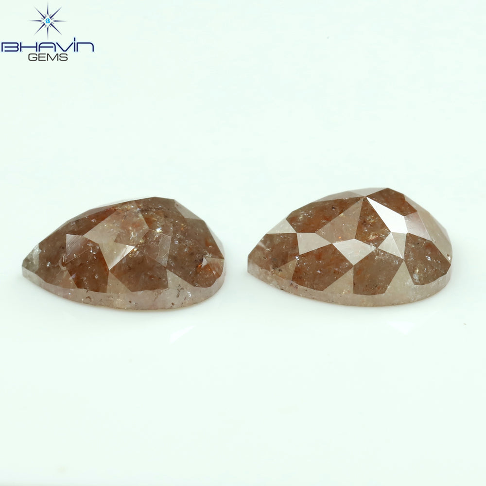 2.86 CT/2 Pcs Pear Shape Natural Loose Diamond Peach Color I3 Clarity (8.13 MM)