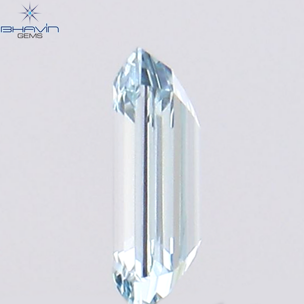 0.09 CT エメラルド シェイプ ナチュラル ダイヤモンド グリーンがかったブルー カラー VS1 クラリティ (3.58 MM)