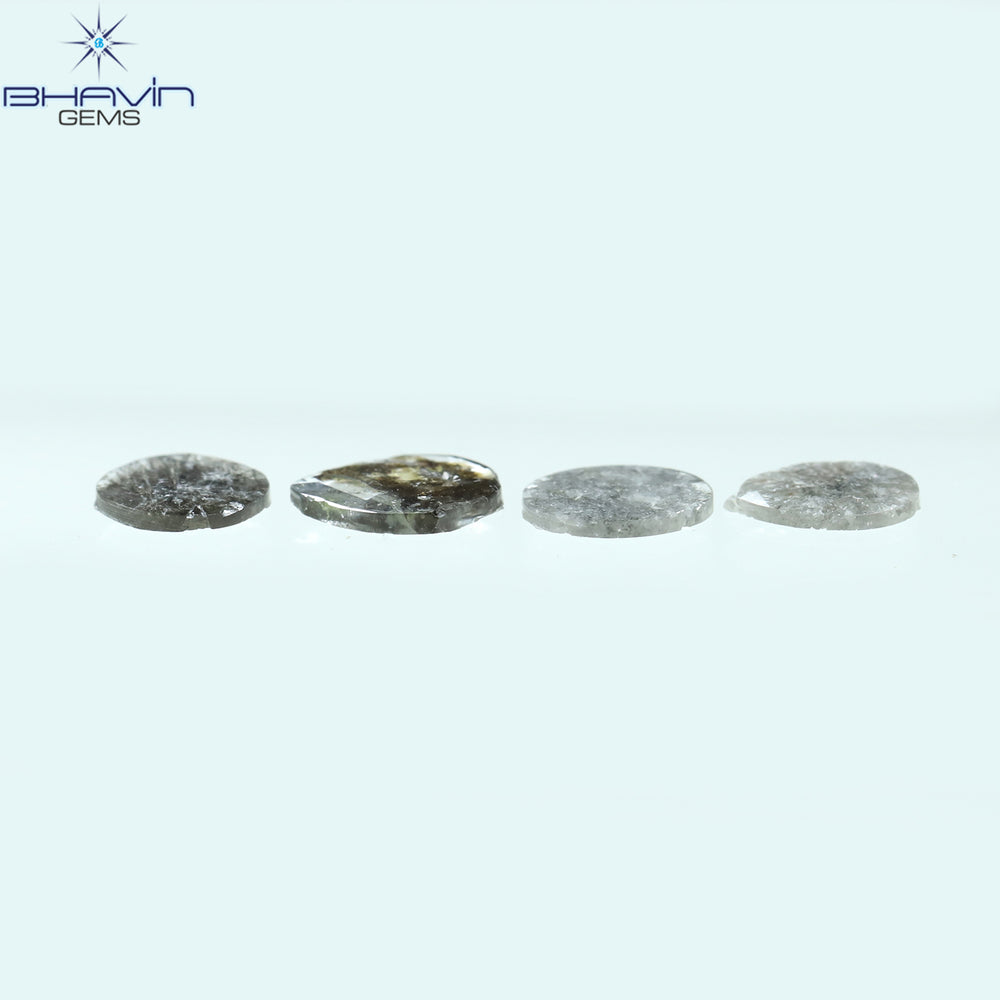 0.98 CT/4 Pcs Mix Slice Shape Natural Diamond  Salt And Pepper Color I3 Clarity (6.44 MM)