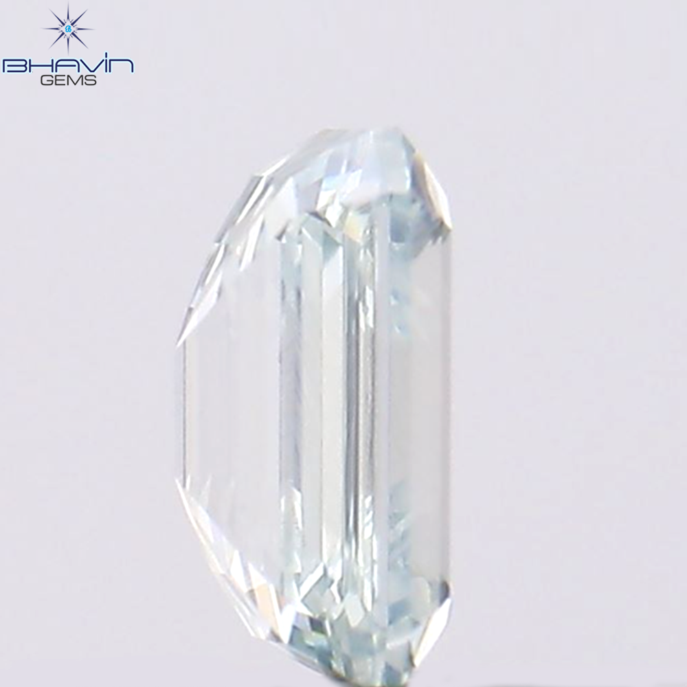 0.39 CT Emerald Shape Natural Diamond Greenish Blue Color VS1 Clarity (4.86 MM)