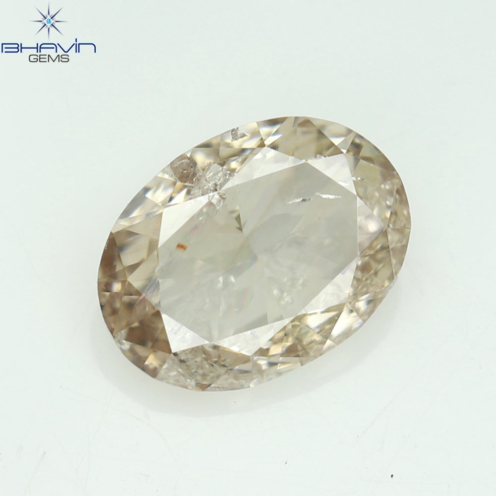 0.29 CT Oval Shape Natural Diamond Brown Pink Color I1 Clarity (4.97 MM)