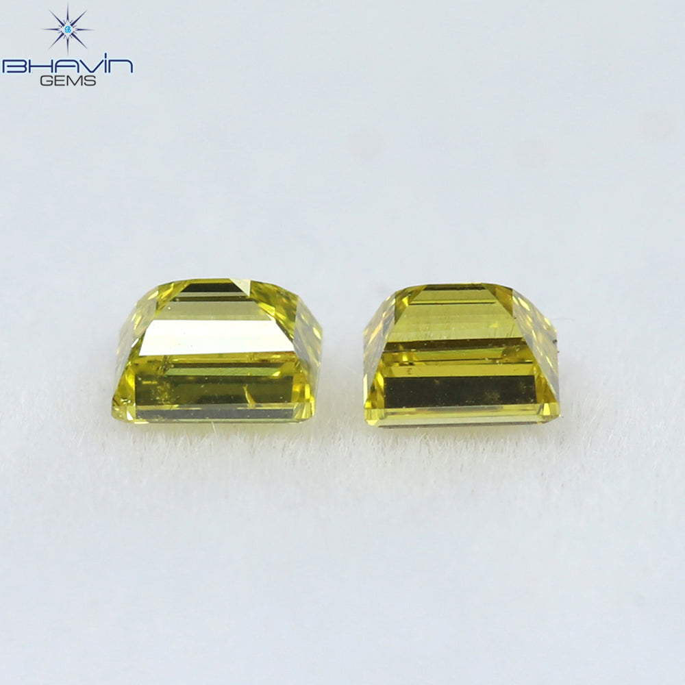 0.22 CT/2 Pcs Square Cut Natural Diamond Enhanced Yellow Color VS2 Clarity (2.69 MM)