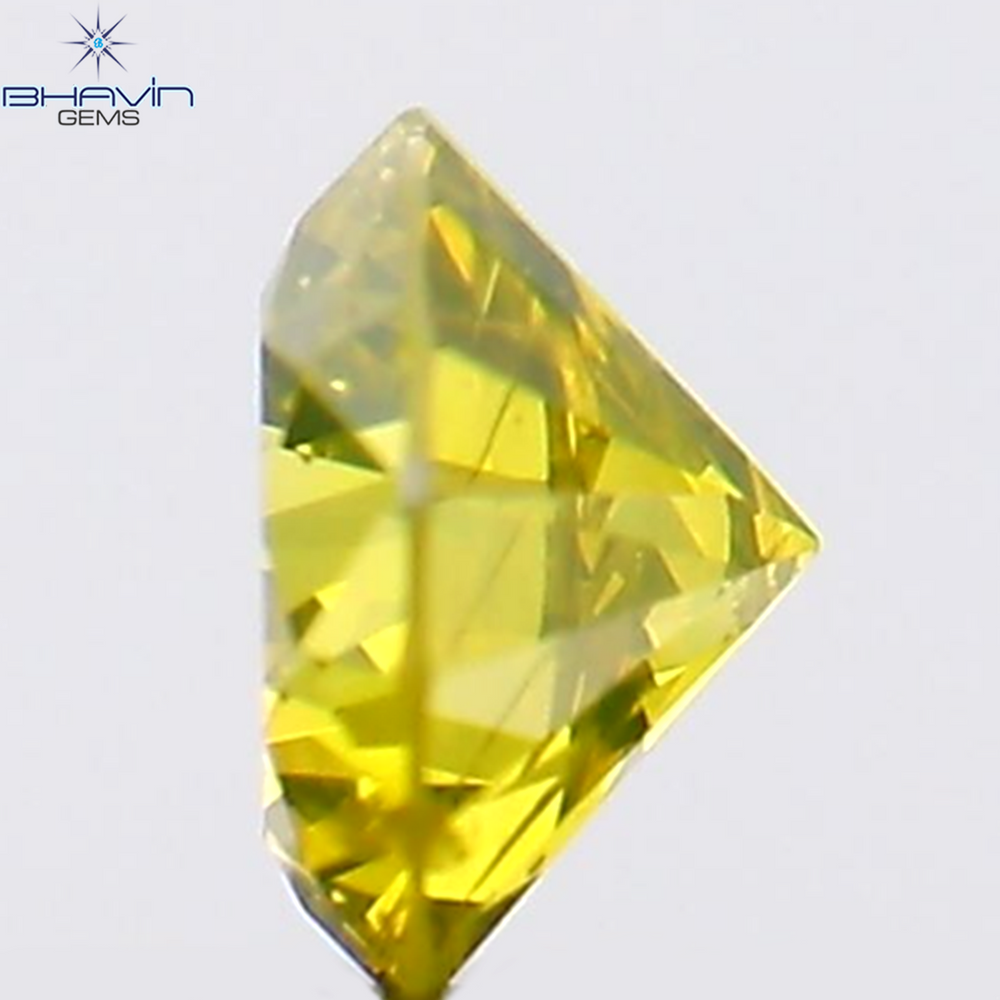 0.13 CT Round Shape Natural Diamond Green Yellow Color SI1 Clarity (3.26 MM)