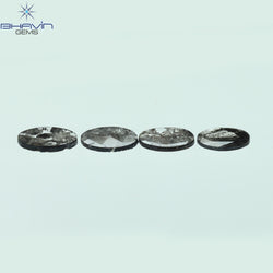 1.41 CT/4 Pcs Oval Slice Shape Natural Diamond Salt And Pepper Color I3 Clarity (7.15 MM)
