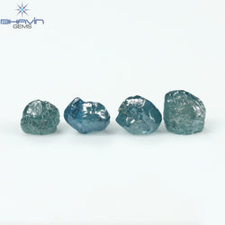 1.83 CT/4 PCS Rough Shape Enhanced Blue Color Natural Diamond I3 Clarity (4.46 MM)