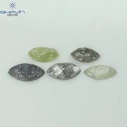 0.78 CT/5 Pcs Marquise Uncut Shape Mix Natural Loose Diamond I3 Clarity (6.35 MM)