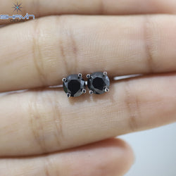 Diamond Pendant-Earring, Round Diamond, Black Diamond, Yellow Gold, Bridal Necklace