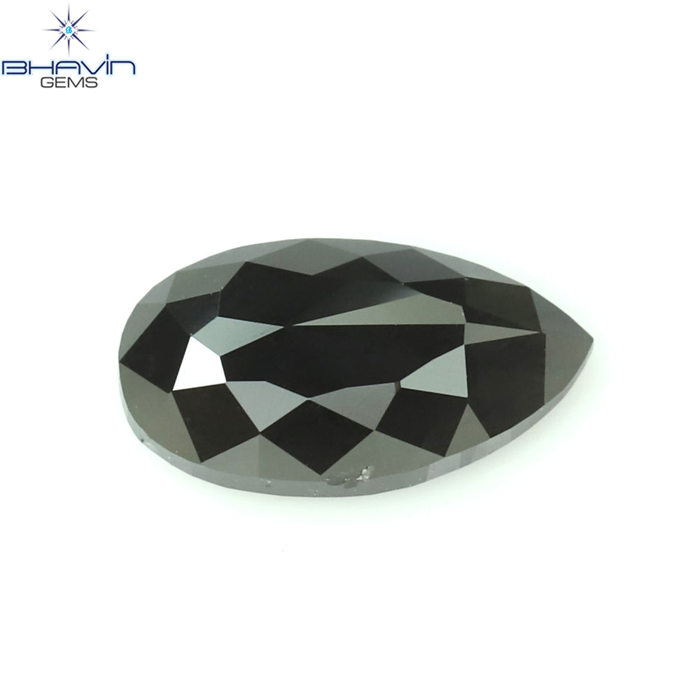 0.60 CT Pear Shape Natural Diamond Black Color Opaque Clarity (7.38 MM)
