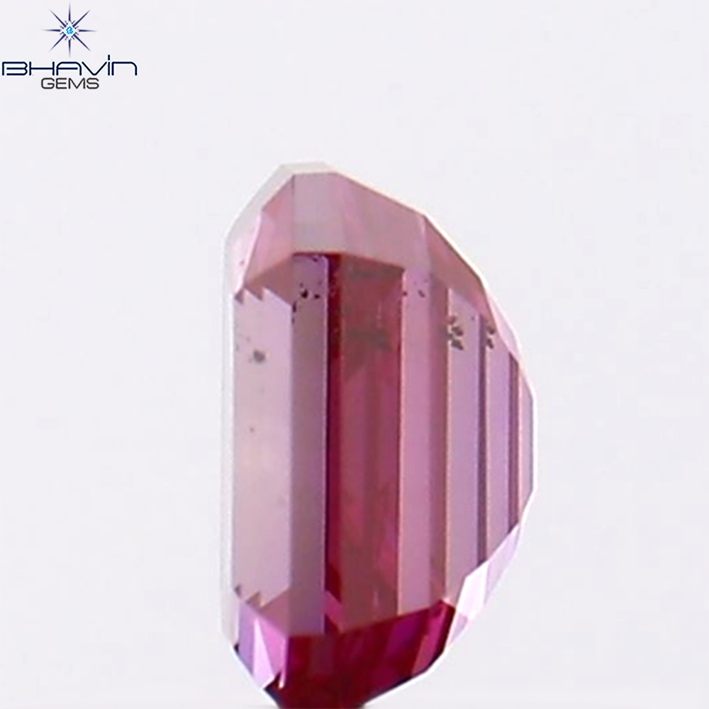 0.41 CT Emerald Shape Natural Diamond Pink Color SI1 Clarity (4.36 MM)