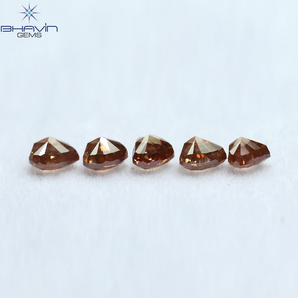 0.64 CT/5 Pcs Heart Shape Natural Loose Diamond Pink Color SI1 Clarity (3.20 MM)