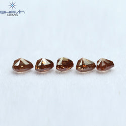 0.64 CT/5 Pcs Heart Shape Natural Loose Diamond Pink Color SI1 Clarity (3.20 MM)