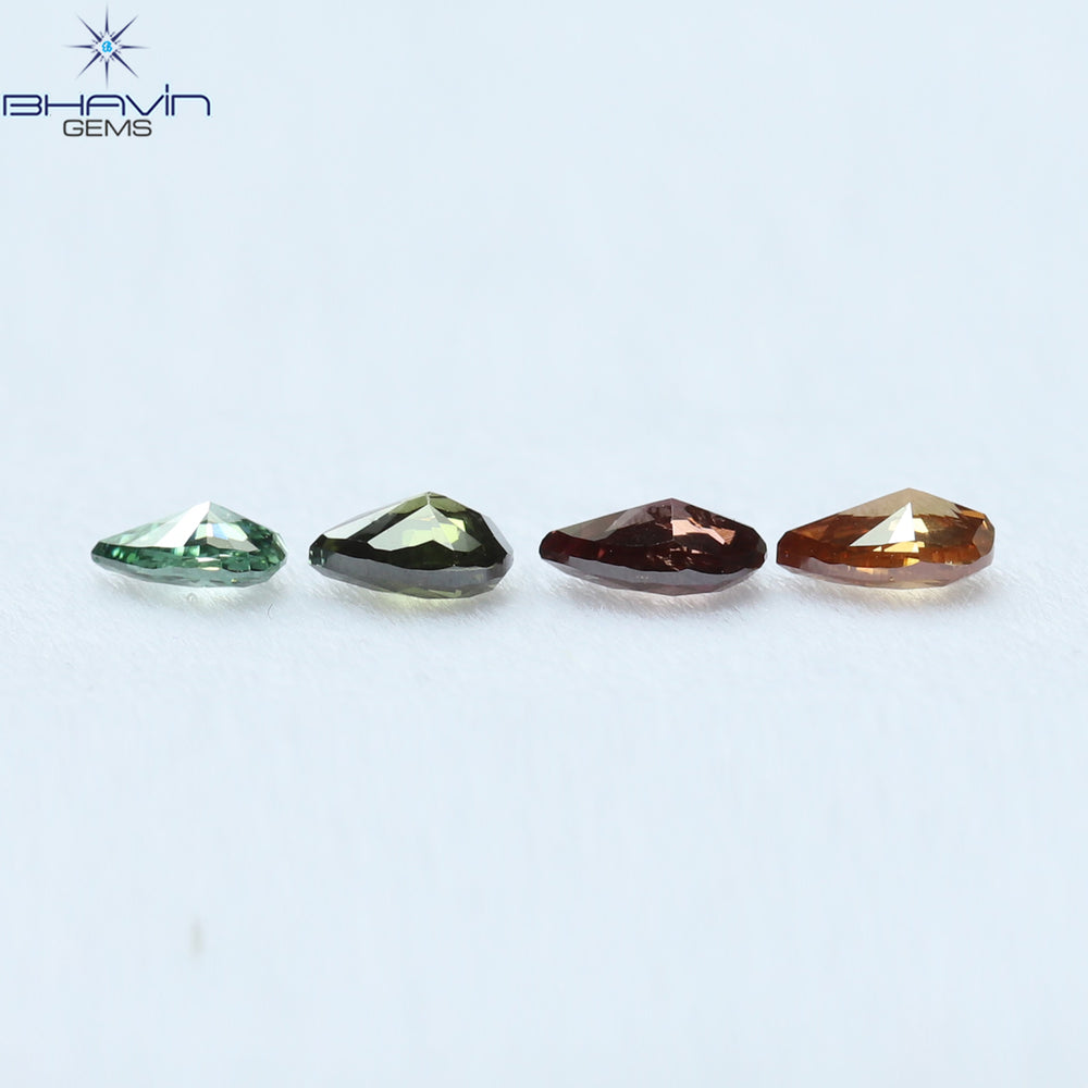 0.46 CT/4 Pcs Pear Shape Natural Diamond Mix Color VS2 Clarity (4.06 MM)