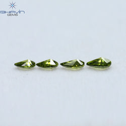 0.35 CT/4 Pcs Pear Shape Natural Diamond Green Color SI Clarity (3.91 MM)