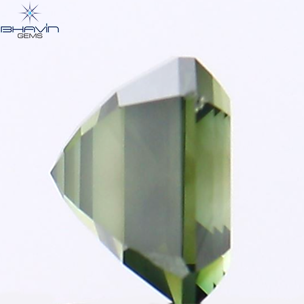 1.01 CT アッシャー シェイプ ナチュラル ダイヤモンド グリーン カラー VS1 クラリティ (5.34 MM)