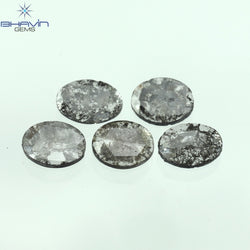 1.17 CT/5 Pcs Oval Slice Shape Natural Diamond Salt And Pepper Color I3 Clarity (5.80 MM)