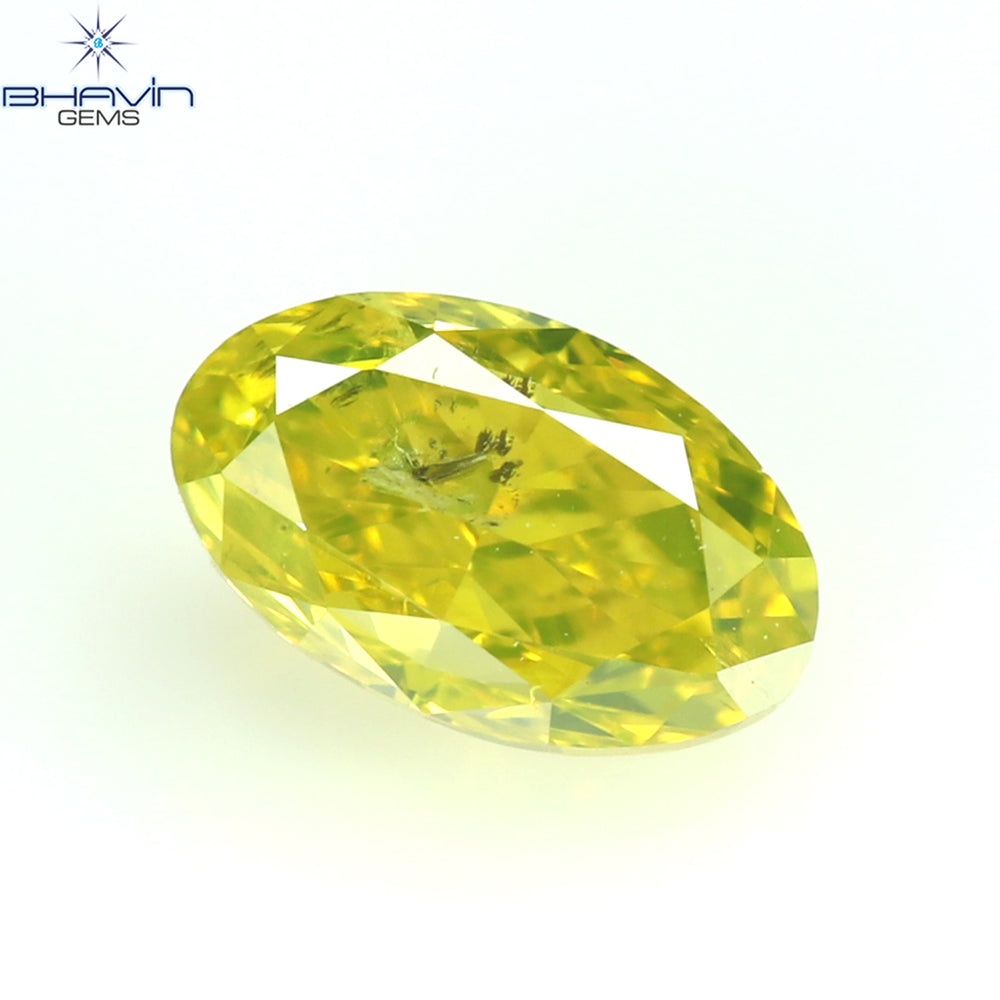 0.34 CT Oval Shape Enhanced Yellow Color Natural Diamond I3 Clarity (4.91 MM)