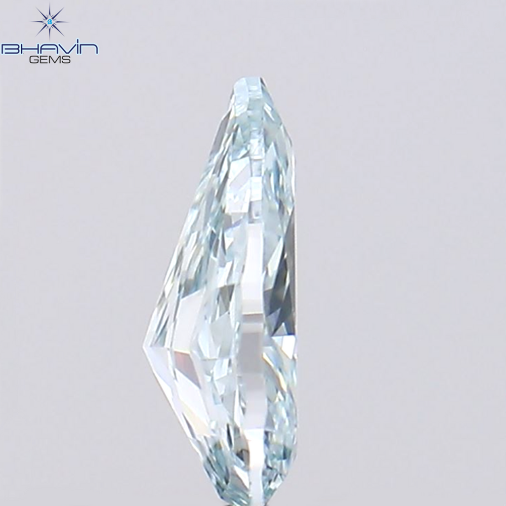 0.37 CT Pear Shape Natural Diamond Greenish Blue Color VS1 Clarity (6.00 MM)
