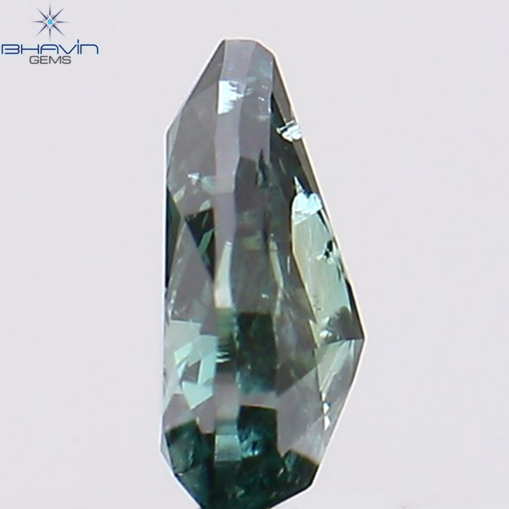 0.24 CT Pear Shape Natural Diamond Green Color I1 Clarity (4.92 MM)