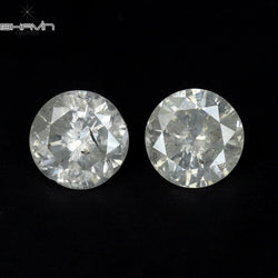 0.81 CT/2 Pcs Round Shape Natural Loose Diamond White Color I3 Clarity (4.68 MM)