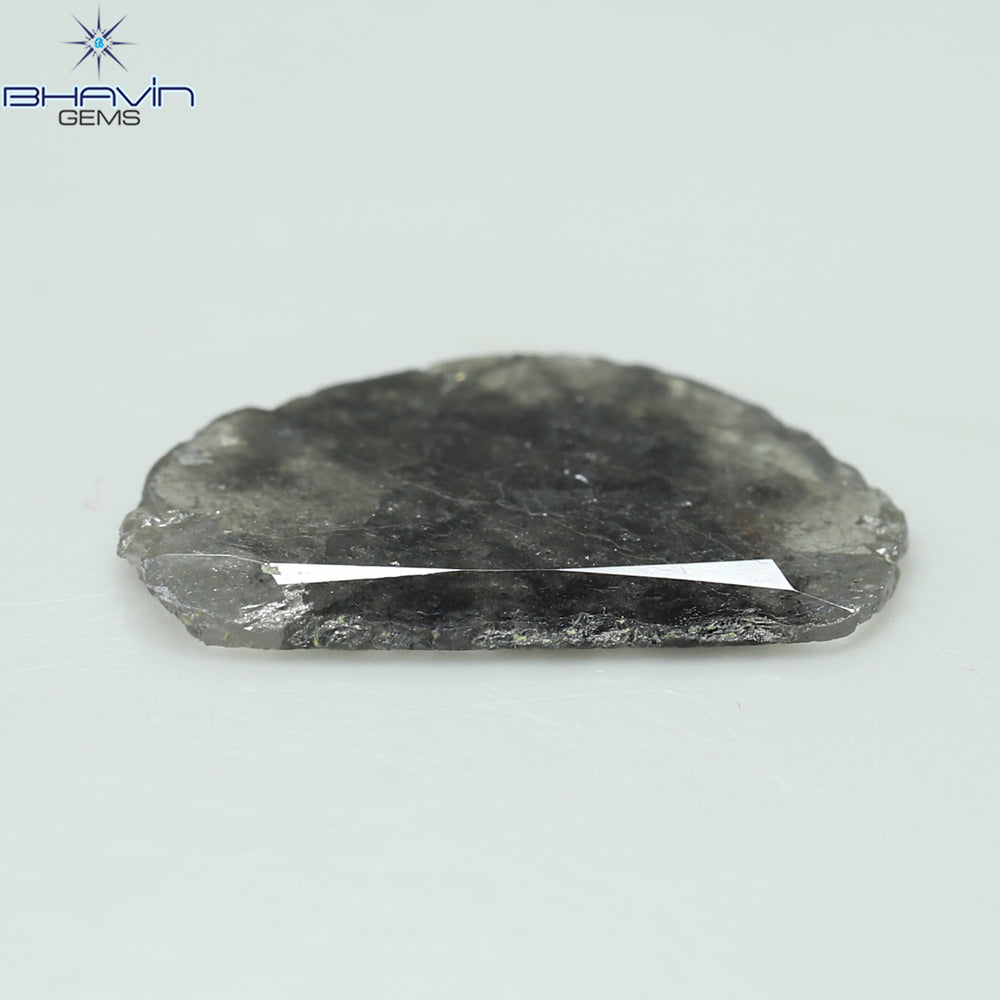 6.04 CT スライス シェイプ ナチュラル ダイヤモンド ソルト アンド ペッパー カラー I3 クラリティ (21.71 MM)