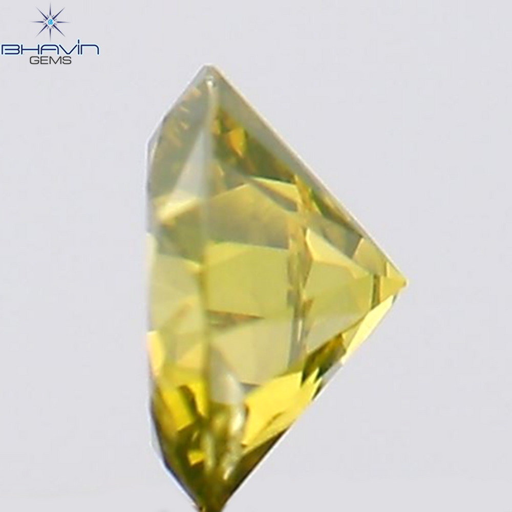 0.12 CT Round Shape Natural Diamond Green Yellow Color SI1 Clarity (3.27 MM)