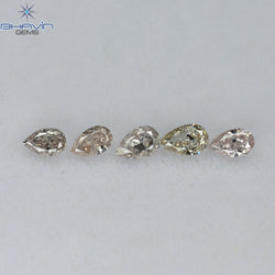 0.35 CT/5 Pcs Pear Shape Natural Diamond Pink Color SI Clarity (3.76 MM)