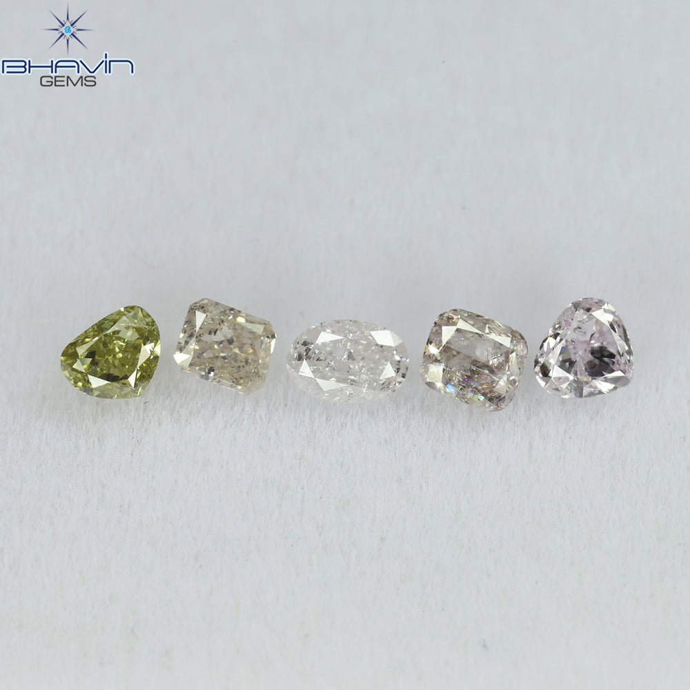 0.43 CT/5 Pcs Mix Shape Natural Diamond Pink Color SI Clarity (3.10 MM)