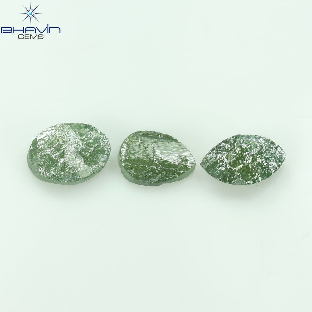 1.13 CT /3 Pcs Uncut Shape Green Natural Loose Diamond I3 Clarity (5.50 MM)