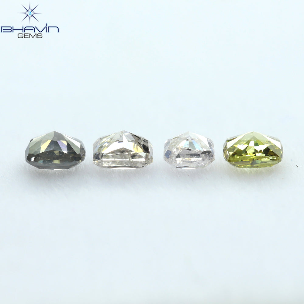 0.51 CT/4 Pcs Cushion Shape Natural Diamond Mix Color VS-SI Clarity (3.08 MM)