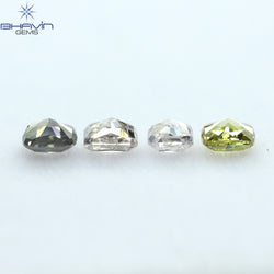 0.51 CT/4 Pcs Cushion Shape Natural Diamond Mix Color VS-SI Clarity (3.08 MM)