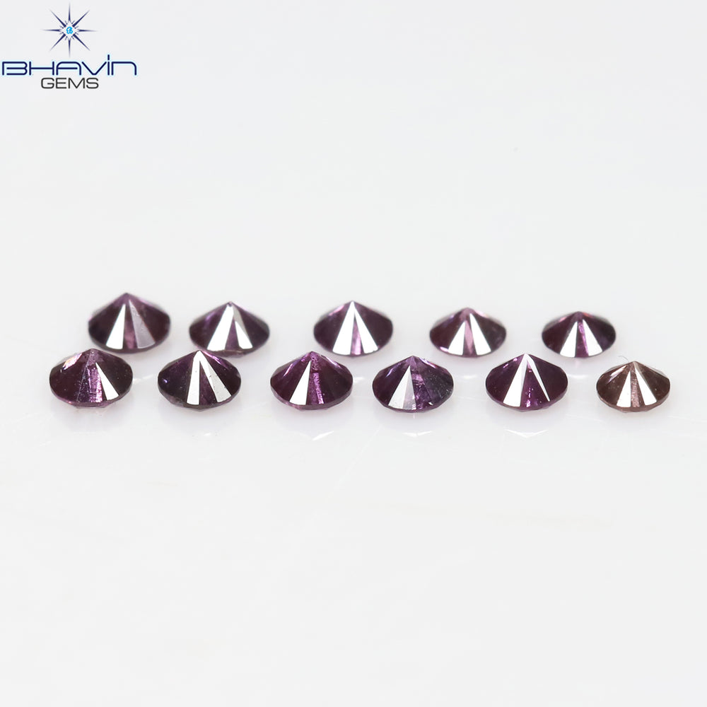 0.21 CT/11 個 ラウンド シェイプ ナチュラル ルース ダイヤモンド ピンク カラー SI クラリティ (1.75 MM)